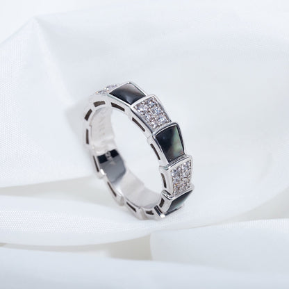 [Ornora Jewelry]SERPENTI RING SILVER DIAMOND BLACK MOP 4MM
