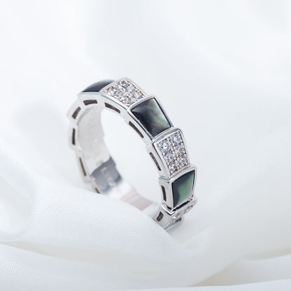 [Ornora Jewelry]SERPENTI RING SILVER DIAMOND BLACK MOP 4MM