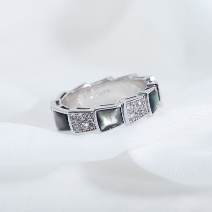 [Ornora Jewelry]SERPENTI RING SILVER DIAMOND BLACK MOP 4MM