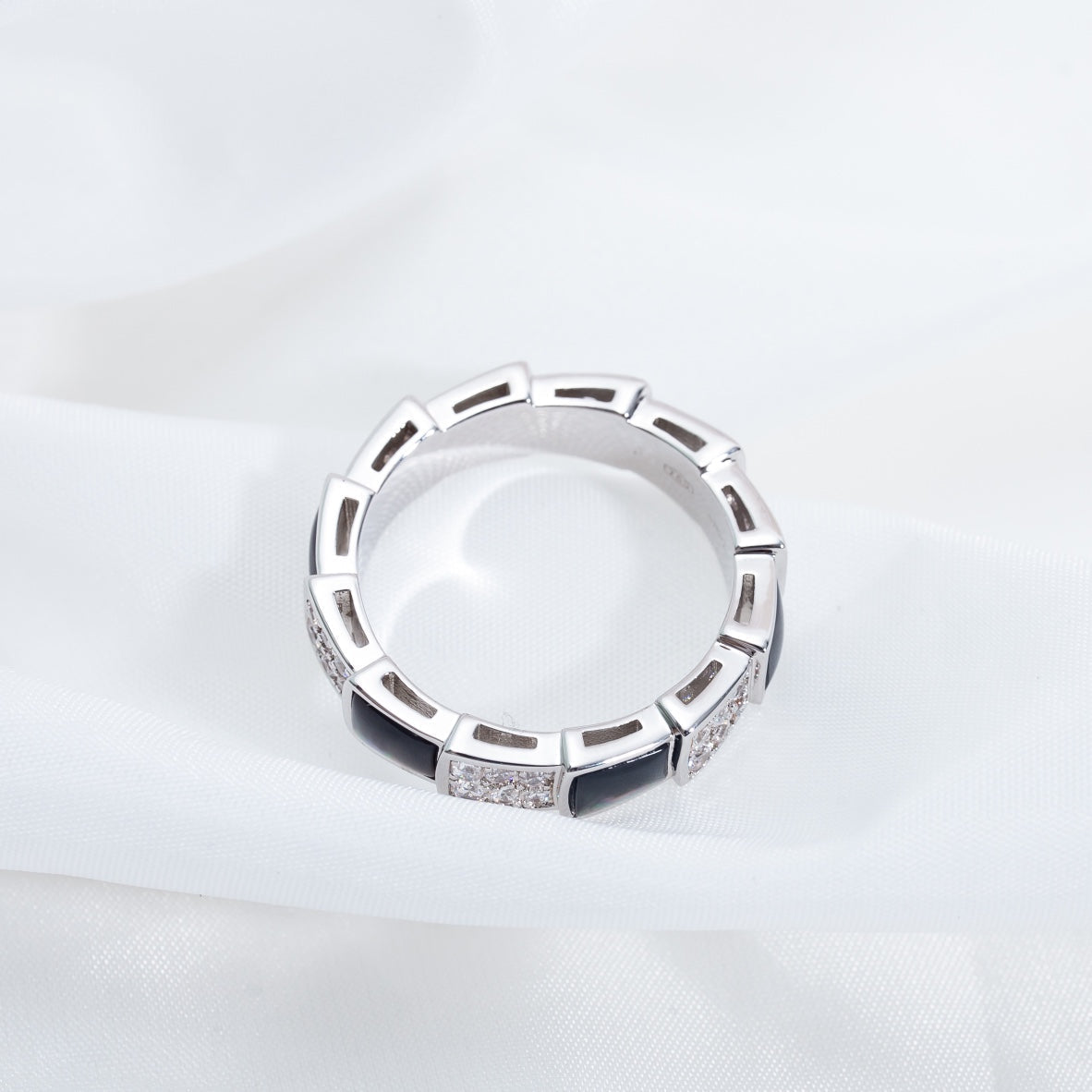 [Ornora Jewelry]SERPENTI RING SILVER DIAMOND BLACK MOP 4MM