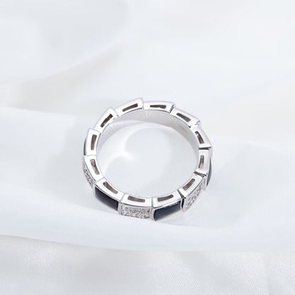 [Ornora Jewelry]SERPENTI RING SILVER DIAMOND BLACK MOP 4MM