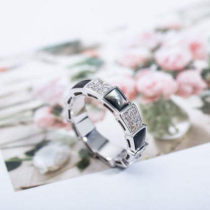 [Ornora Jewelry]SERPENTI RING SILVER DIAMOND BLACK MOP 4MM