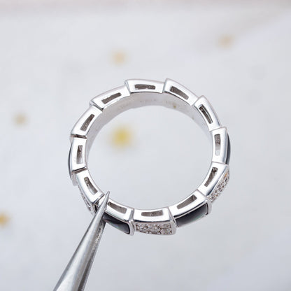 [Ornora Jewelry]SERPENTI RING SILVER DIAMOND BLACK MOP 4MM