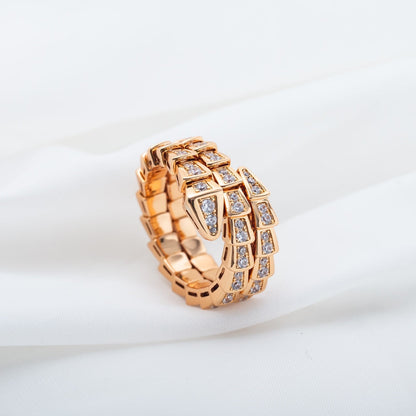 [Ornora Jewelry]SERPENTI RING PINK GOLD DIAMOND DOUBLE ROW
