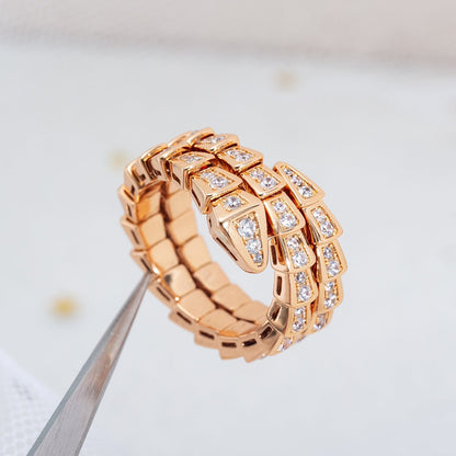 [Ornora Jewelry]SERPENTI RING PINK GOLD DIAMOND DOUBLE ROW