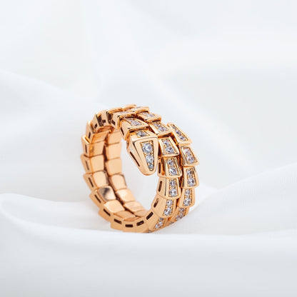 [Ornora Jewelry]SERPENTI RING PINK GOLD DIAMOND DOUBLE ROW