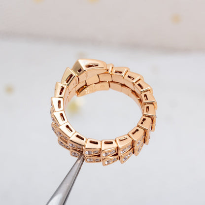 [Ornora Jewelry]SERPENTI RING PINK GOLD DIAMOND DOUBLE ROW