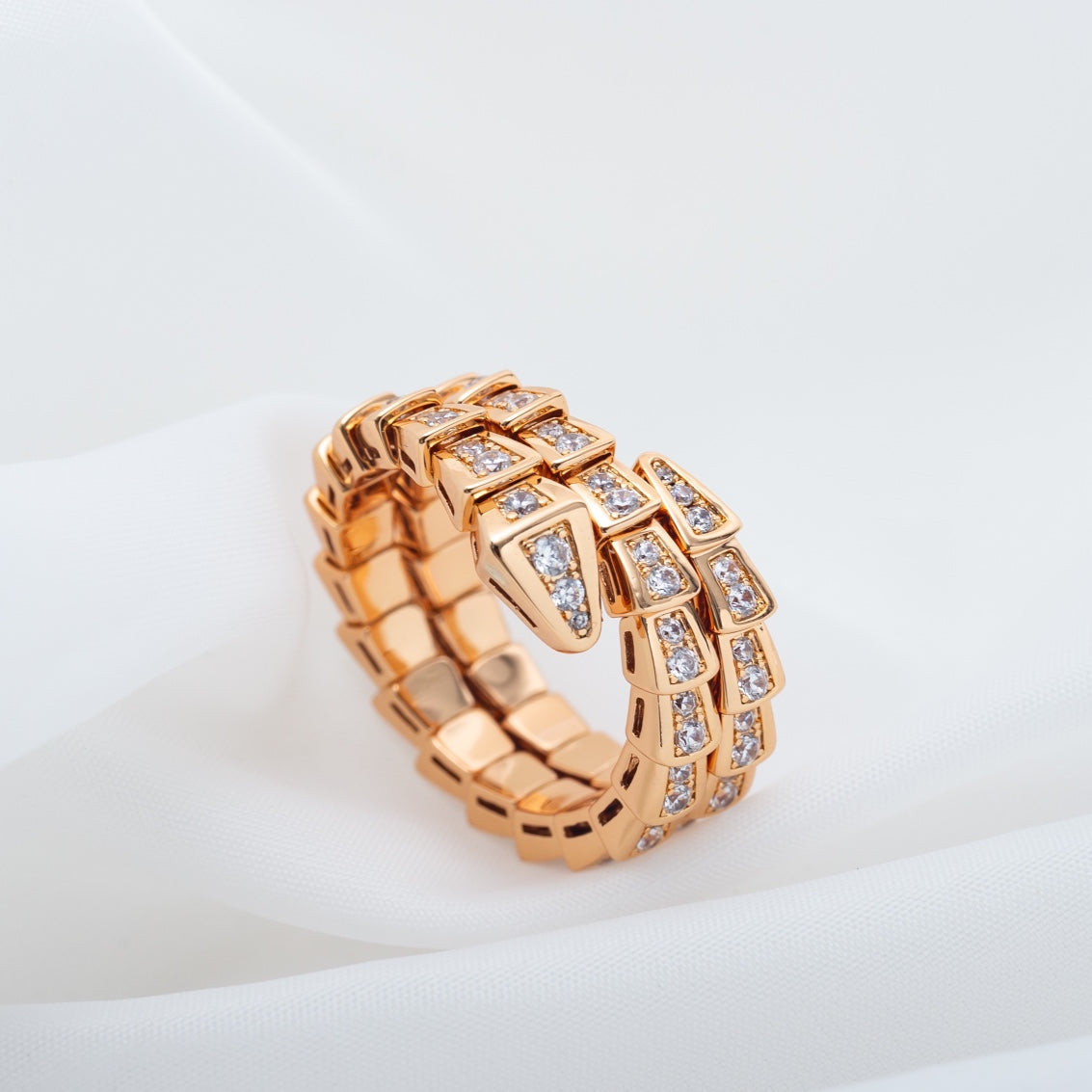 [Ornora Jewelry]SERPENTI RING PINK GOLD DIAMOND DOUBLE ROW