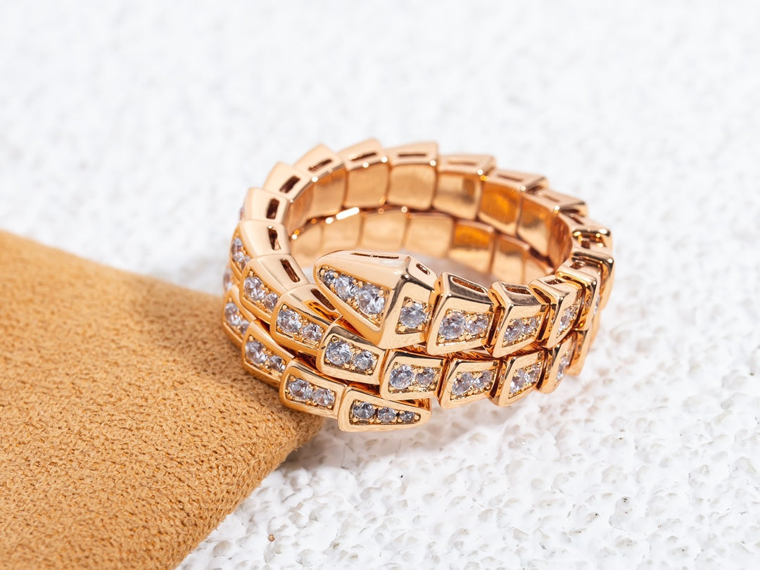 [Ornora Jewelry]SERPENTI RING PINK GOLD DIAMOND DOUBLE ROW