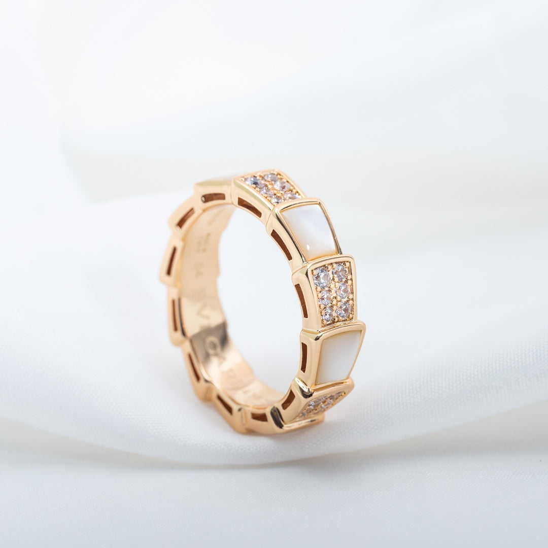 [Ornora Jewelry]SERPENTI RING PINK GOLD MOP DIAMOND PAVED 4MM