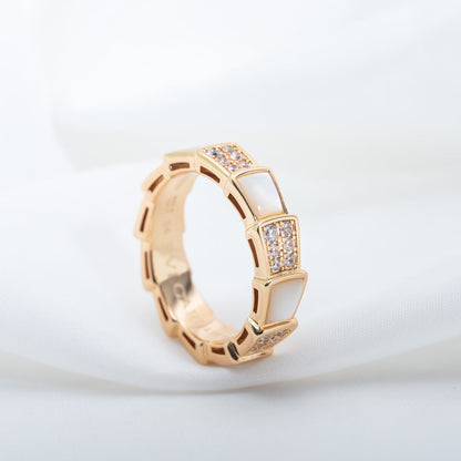 [Ornora Jewelry]SERPENTI RING PINK GOLD MOP DIAMOND PAVED 4MM