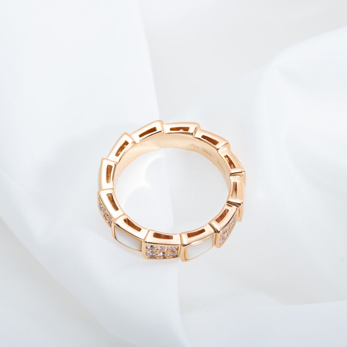 [Ornora Jewelry]SERPENTI RING PINK GOLD MOP DIAMOND PAVED 4MM