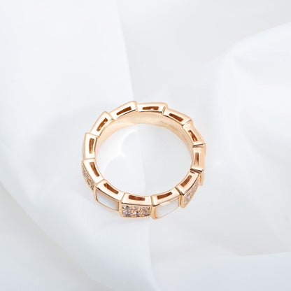 [Ornora Jewelry]SERPENTI RING PINK GOLD MOP DIAMOND PAVED 4MM