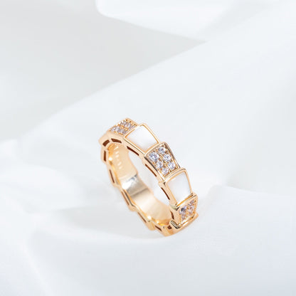 [Ornora Jewelry]SERPENTI RING PINK GOLD MOP DIAMOND PAVED 4MM