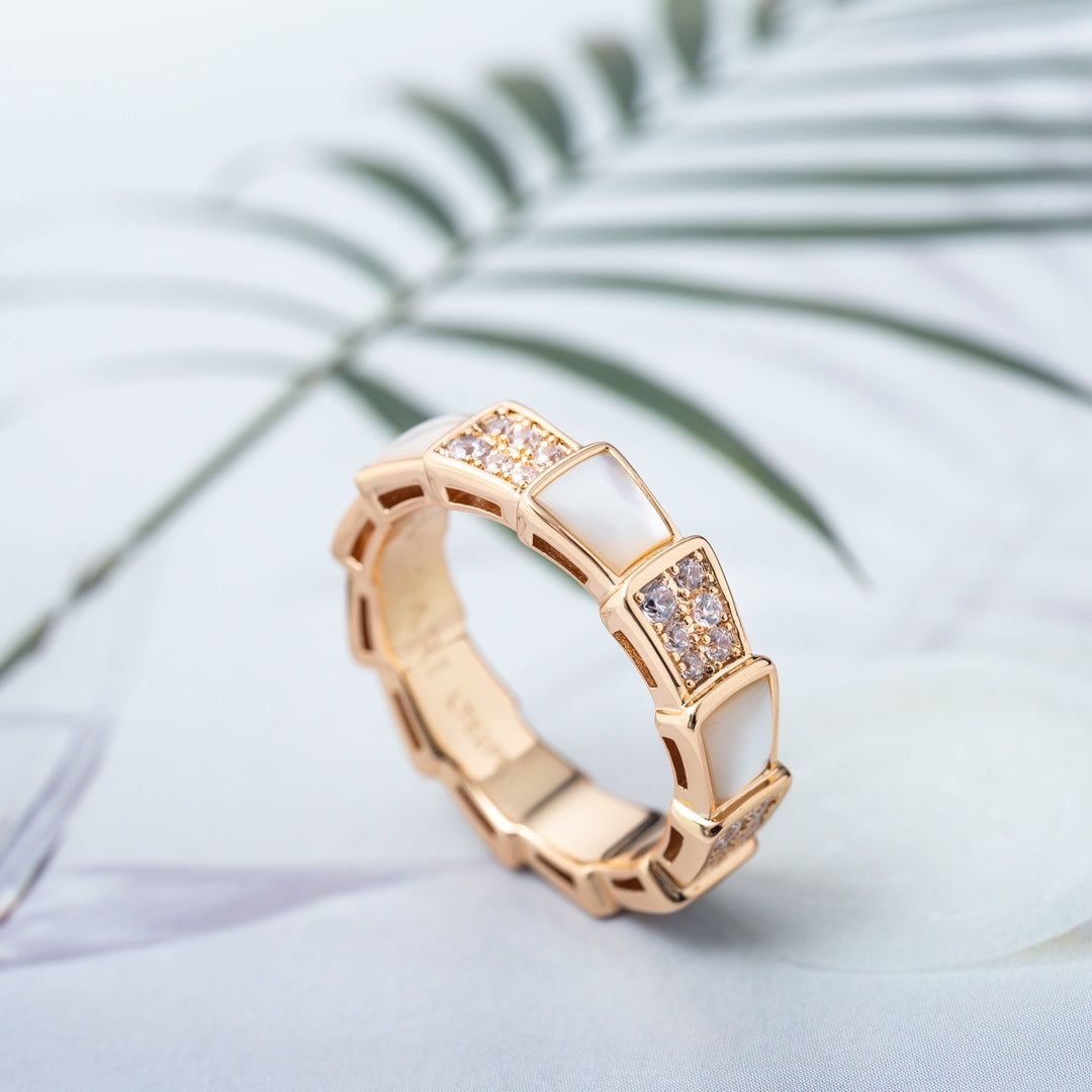 [Ornora Jewelry]SERPENTI RING PINK GOLD MOP DIAMOND PAVED 4MM