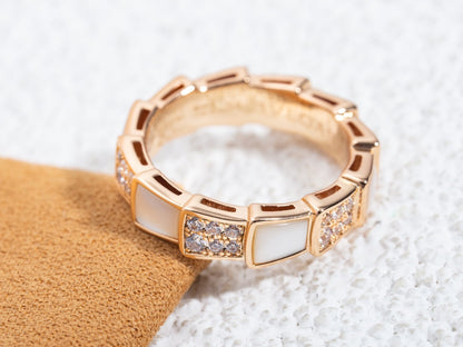 [Ornora Jewelry]SERPENTI RING PINK GOLD MOP DIAMOND PAVED 4MM