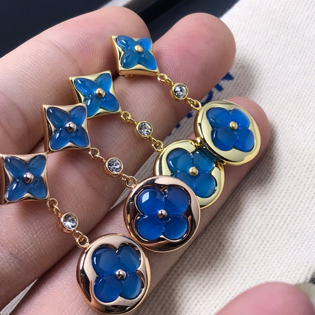 [Ornora Jewelry]STAR AND SUN AGATE DIAMOND EARRINGS