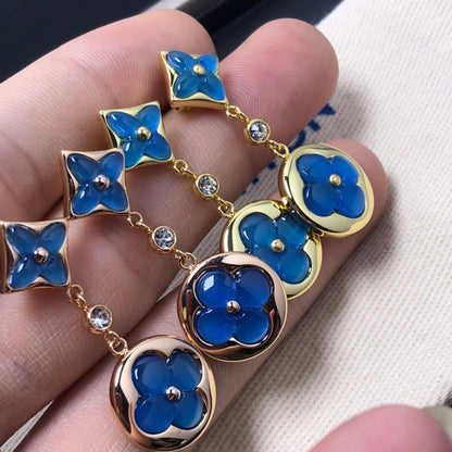 [Ornora Jewelry]STAR AND SUN AGATE DIAMOND EARRINGS