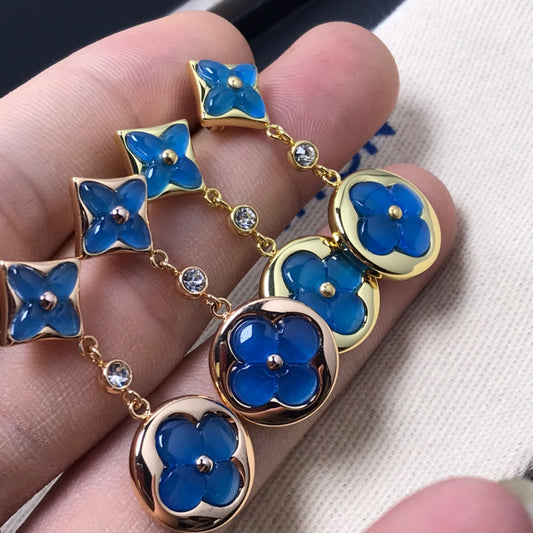 [Ornora Jewelry]STAR AND SUN AGATE DIAMOND EARRINGS