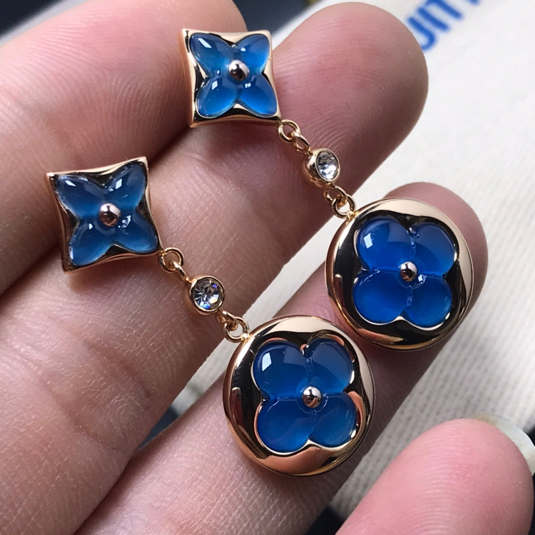 [Ornora Jewelry]STAR AND SUN AGATE DIAMOND EARRINGS