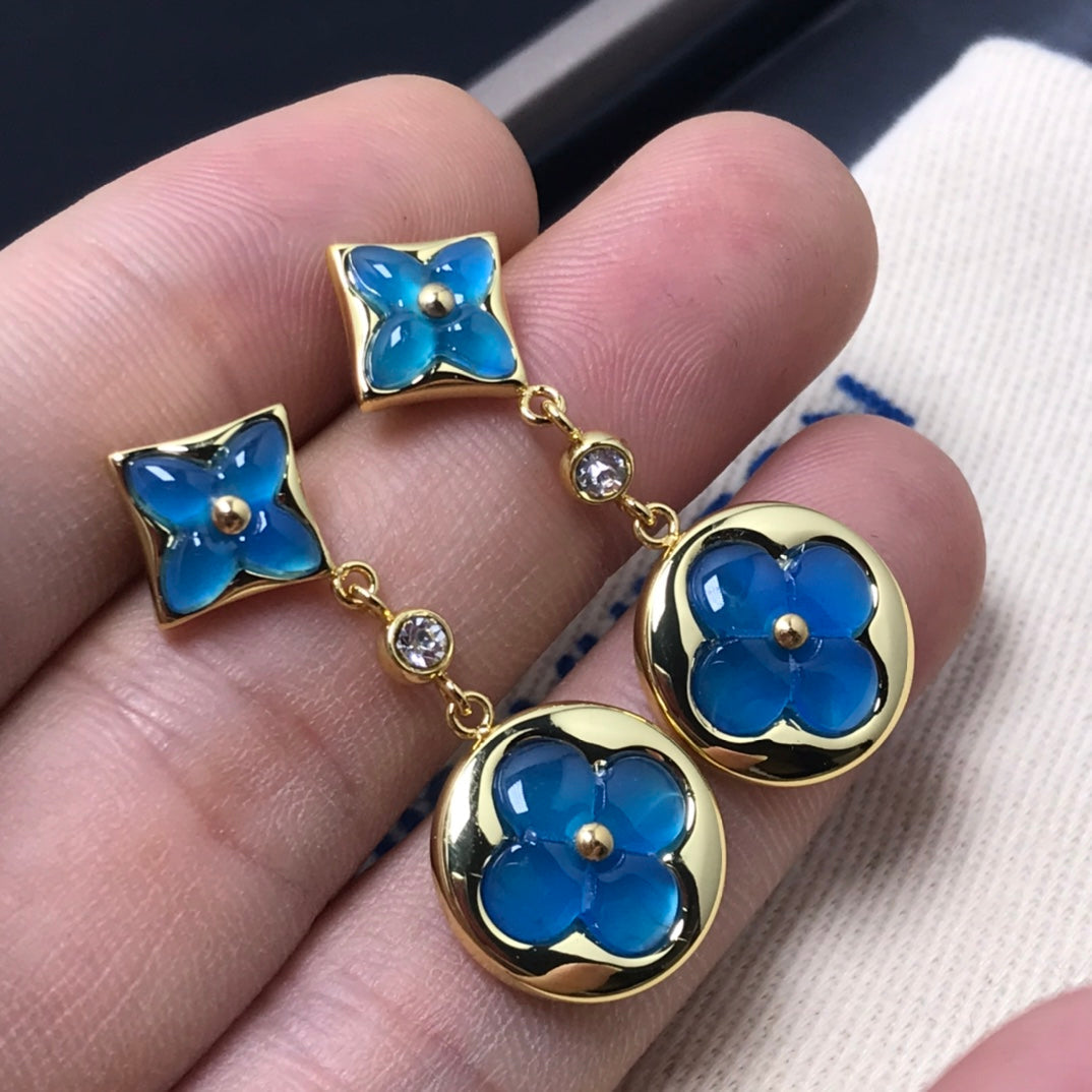 [Ornora Jewelry]STAR AND SUN AGATE DIAMOND EARRINGS