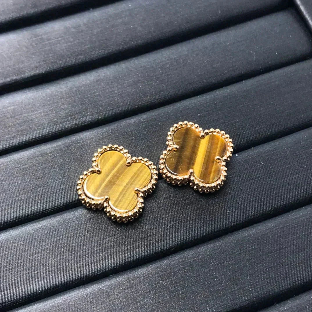[Ornora Jewelry]CLOVER MEDIUM 1 MOTIFS TIGER EYE EARRINGS