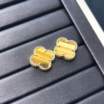 [Ornora Jewelry]CLOVER MEDIUM 1 MOTIFS TIGER EYE EARRINGS