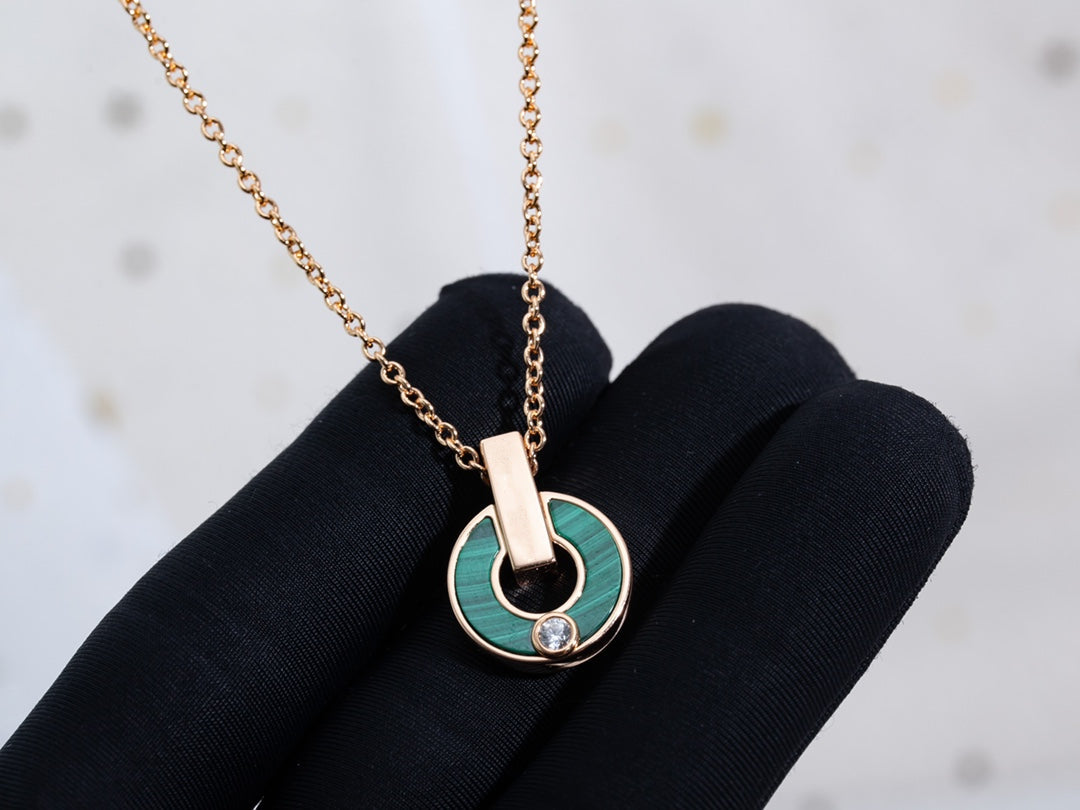 [Ornora Jewelry]GARI NECKLACE PINK GOLD MALACHITE