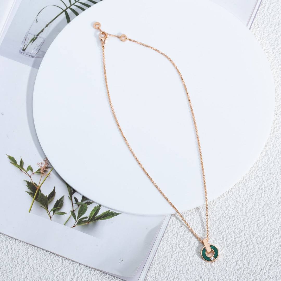 [Ornora Jewelry]GARI NECKLACE PINK GOLD MALACHITE
