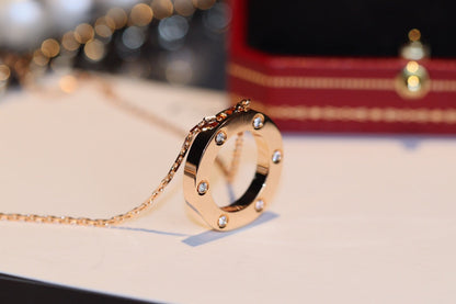 [Ornora Jewelry]LOVE NECKLACE 16MM 6 DIAMONDS PINK GOLD
