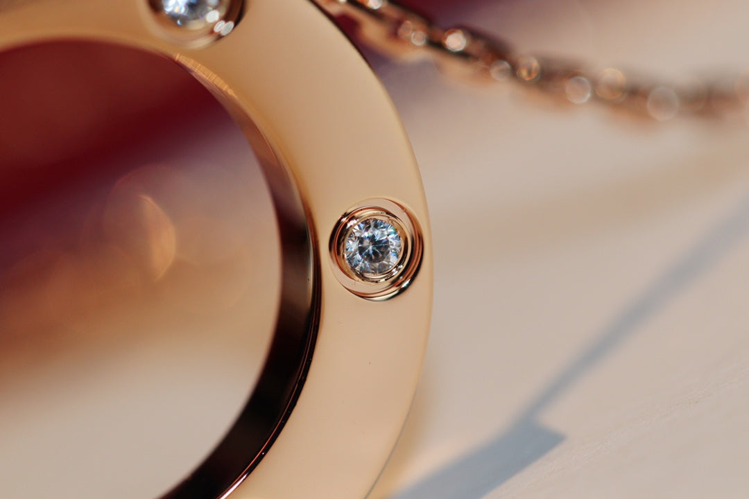 [Ornora Jewelry]LOVE NECKLACE 16MM 6 DIAMONDS PINK GOLD