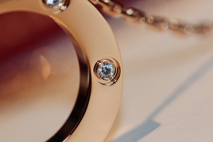 [Ornora Jewelry]LOVE NECKLACE 16MM 6 DIAMONDS PINK GOLD