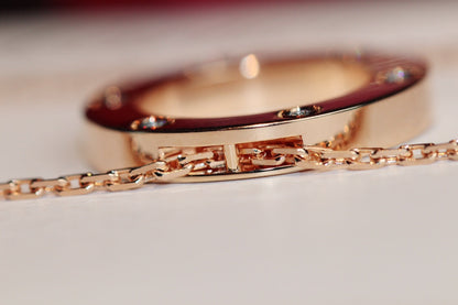 [Ornora Jewelry]LOVE NECKLACE 16MM 6 DIAMONDS PINK GOLD