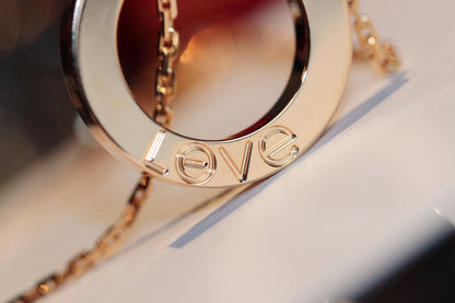 [Ornora Jewelry]LOVE NECKLACE 16MM 6 DIAMONDS PINK GOLD