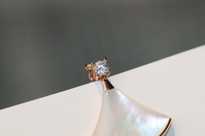 [Ornora Jewelry]DREAM NECKLACE WHITE MOP PINK GOLD 1 DIAMOND