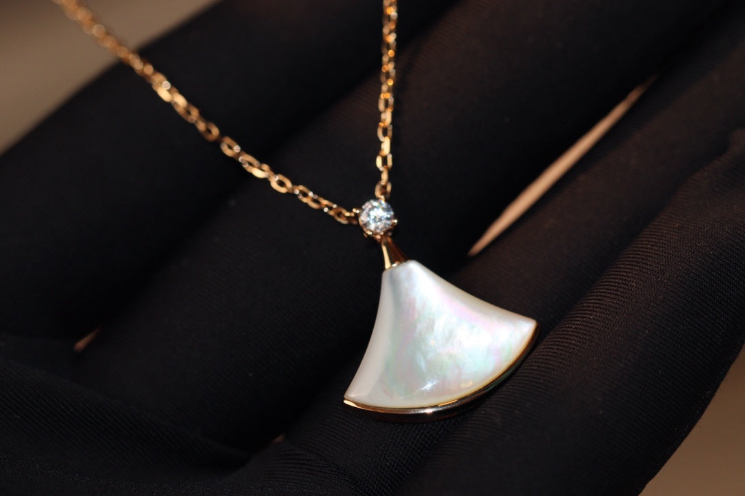 [Ornora Jewelry]DREAM NECKLACE WHITE MOP PINK GOLD 1 DIAMOND