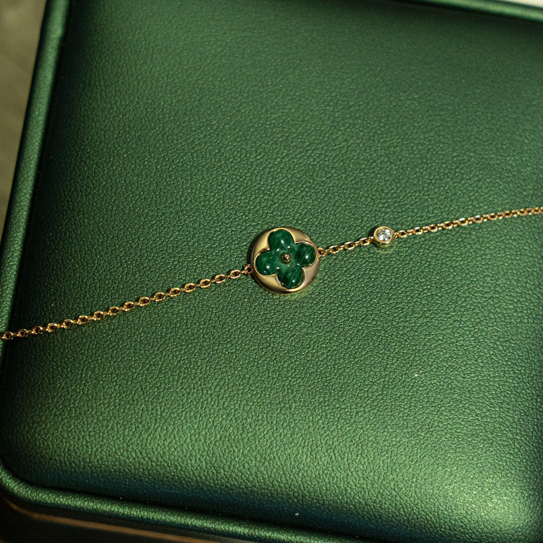 [Ornora Jewelry]SUN MALACHITE 1 DIAMOND PINK GOLD BRACELET