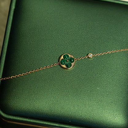 [Ornora Jewelry]SUN MALACHITE 1 DIAMOND PINK GOLD BRACELET