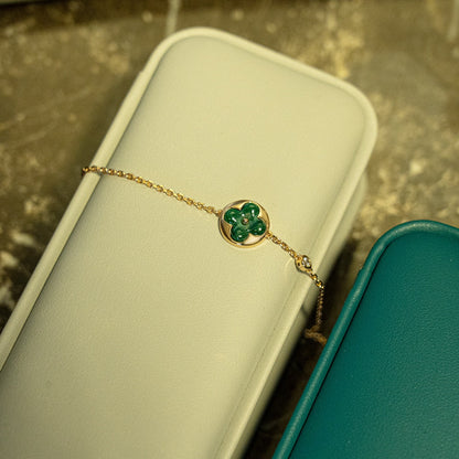[Ornora Jewelry]SUN MALACHITE 1 DIAMOND PINK GOLD BRACELET