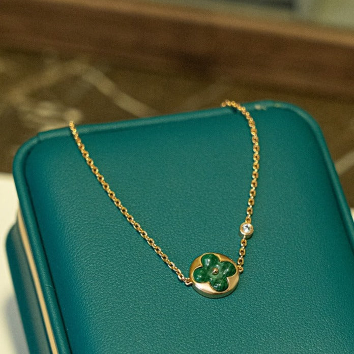 [Ornora Jewelry]SUN MALACHITE 1 DIAMOND PINK GOLD BRACELET