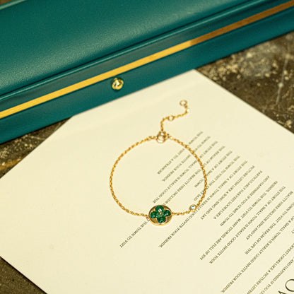 [Ornora Jewelry]SUN MALACHITE 1 DIAMOND PINK GOLD BRACELET