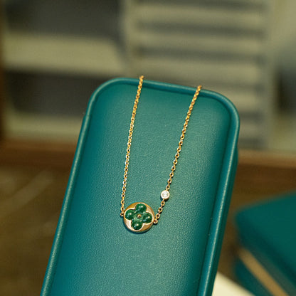 [Ornora Jewelry]SUN MALACHITE 1 DIAMOND PINK GOLD BRACELET