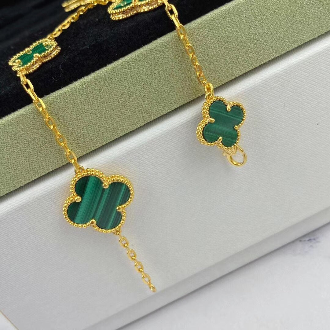 [Ornora Jewelry]MAGIC CLOVER MALACHITE GOLD BRACELET 5 MOTIFS