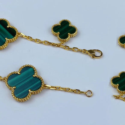 [Ornora Jewelry]MAGIC CLOVER MALACHITE GOLD BRACELET 5 MOTIFS