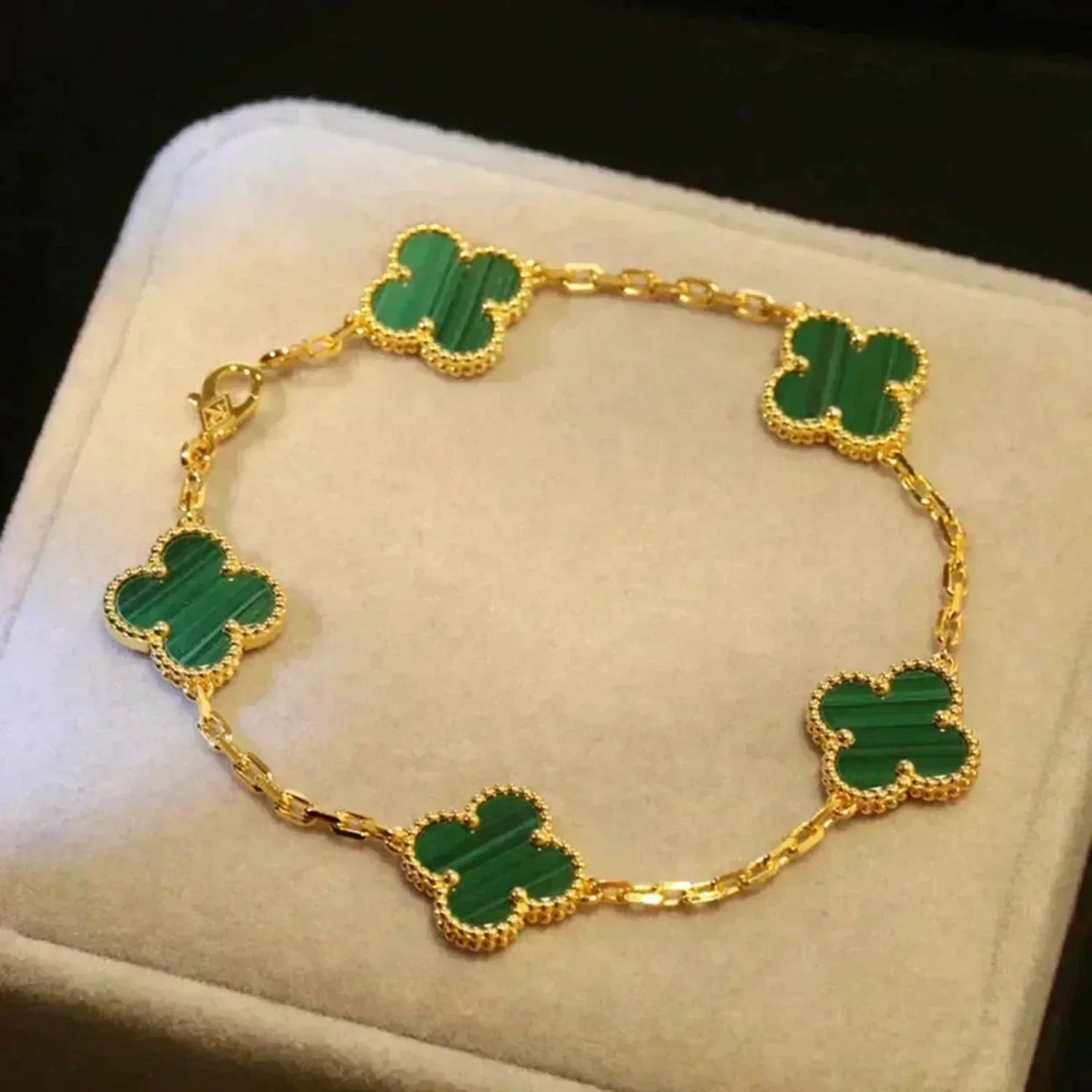 [Ornora Jewelry] CLOVER 5 MOTIF MALACHITE BRACELET COLLECTION