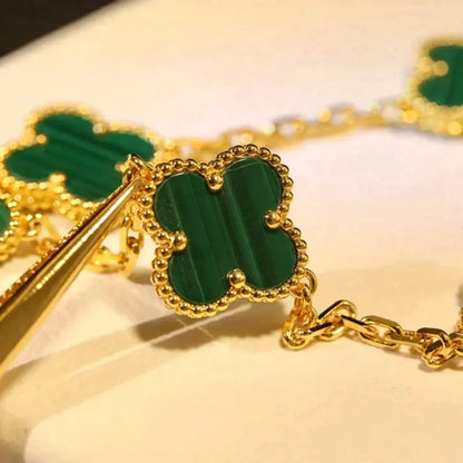 [Ornora Jewelry] CLOVER 5 MOTIF MALACHITE BRACELET COLLECTION