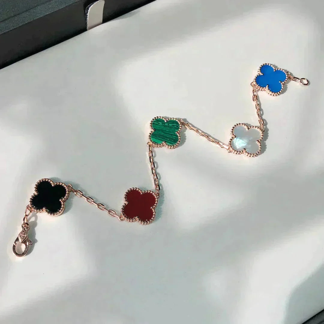 [Ornora Jewelry]CLOVER 5 MOTIFS MULTICOLOR BRACELET