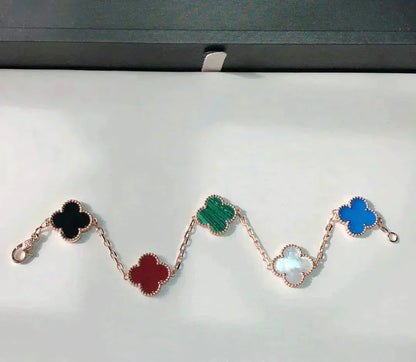 [Ornora Jewelry]CLOVER 5 MOTIFS MULTICOLOR BRACELET