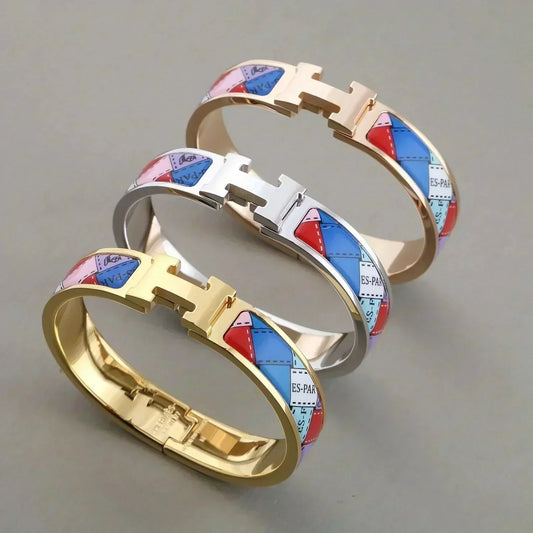 [Ornora Jewelry]H BRACELET DOTTED BORDER 12MM