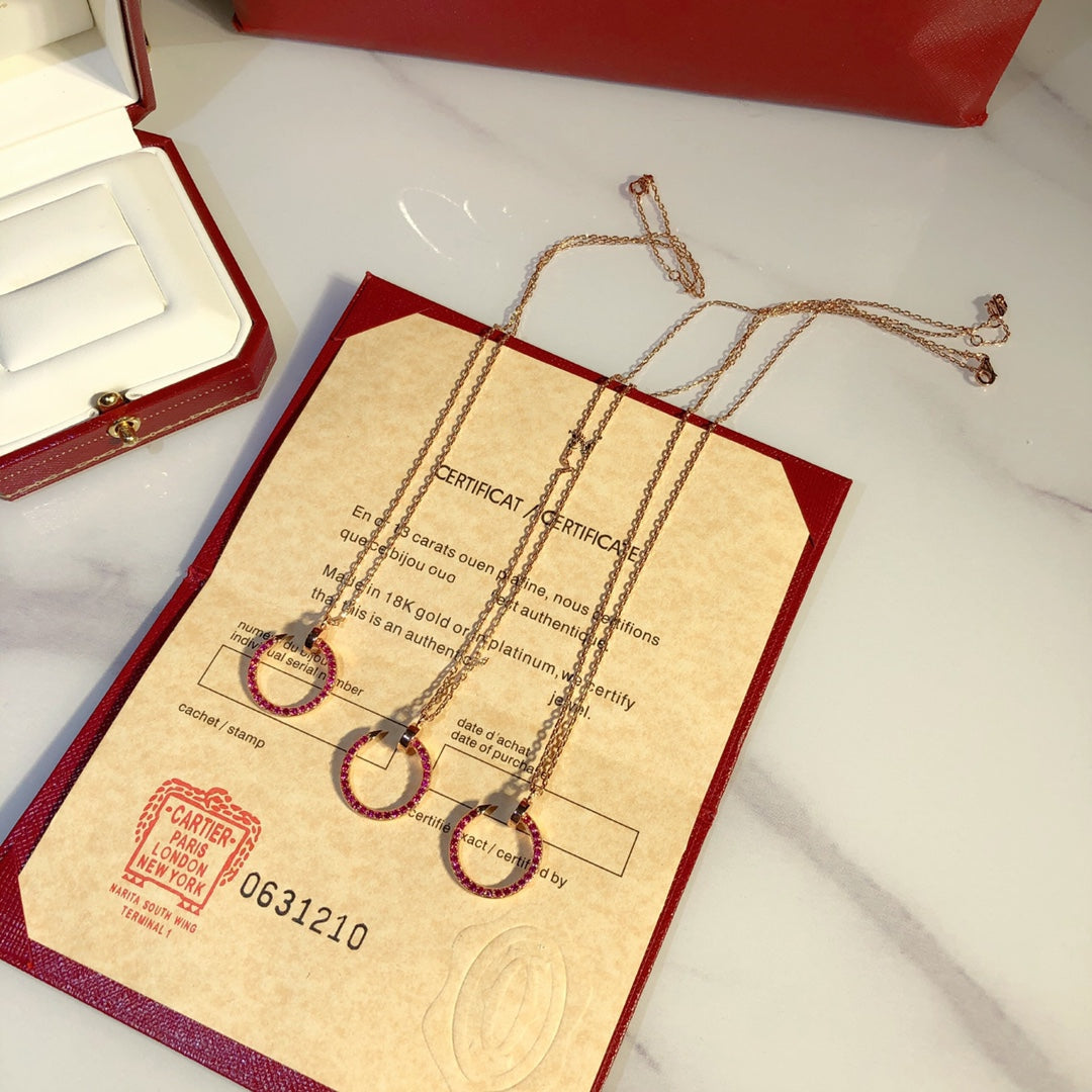 [Ornora Jewelry]JUSTE NECKLACE RED FULL DIAMONDS